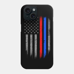 Thin Red Blue Line American Flag - Firefighter - Police Officer Phone Case