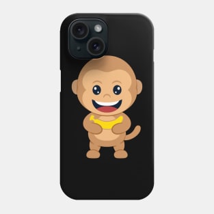 cute monkey holding banana cartoon Phone Case