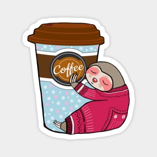 sloth sleeping and love for coffee Magnet