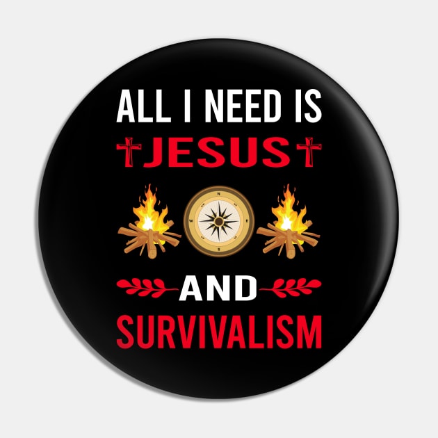 I Need Jesus And Survivalism Prepper Preppers Survival Pin by Bourguignon Aror