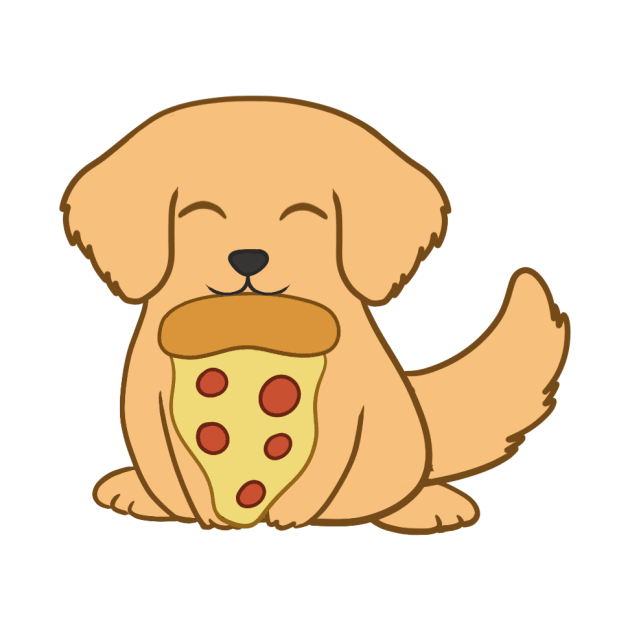 Golden Retriever eating a pizza by BiscuitSnack