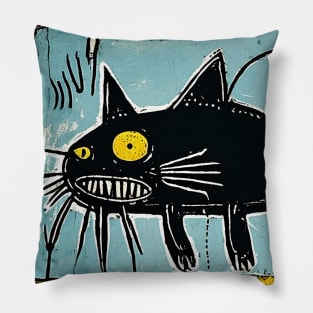 Neo-Expressionist Cat Fish (Catfish) Pillow