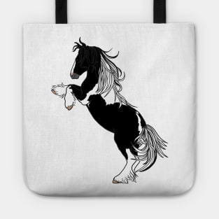 Black Tobiano Rearing Gypsy Vanner Tote