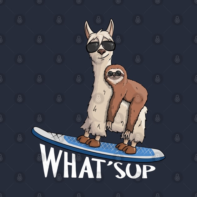 WHAT SUP Hipster Sloth & Llama Pun by SkizzenMonster