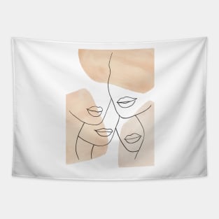 Abstract woman faces and lips Tapestry