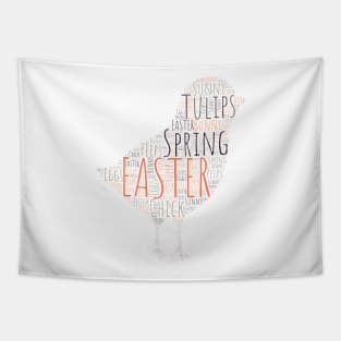 Cute Colorful Chick Easter Words Tapestry