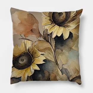 Sunflower watercolor #1 Pillow