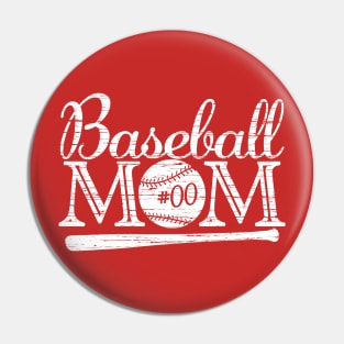 Vintage Baseball Mom #00 Favorite Player Biggest Fan Number Jersey Pin