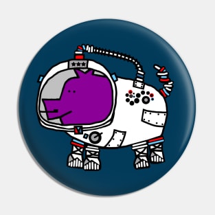 Astronaut Space Pilot Sci Fi Purple Pig Pin