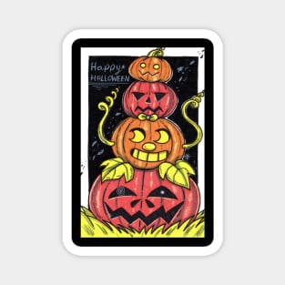 Happy Halloween Cute Pumpkin Stack Magnet