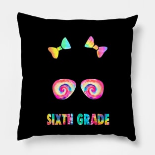 Little Miss Sixth Grade Messy Bun Girl Back To School Pillow