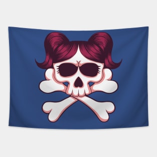 skull girl crossbones illustration Tapestry