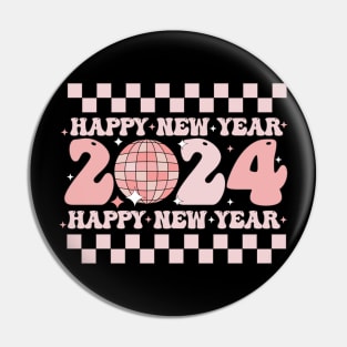 Happy New Year 2024 Groovy Retro Goodbye 2023 Hello 2024 Pin