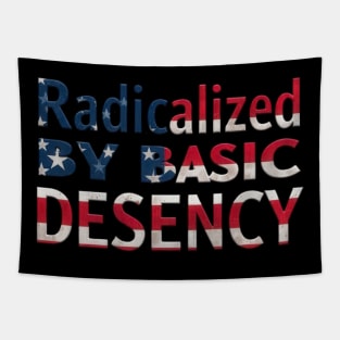 Funny Radicalized By Basic Decency Viral Quote Tapestry