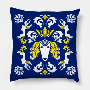 The Spirit of Saluki Damask (Blue) Pillow