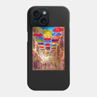 Umbrella canopy in Novigrad Croatia Phone Case