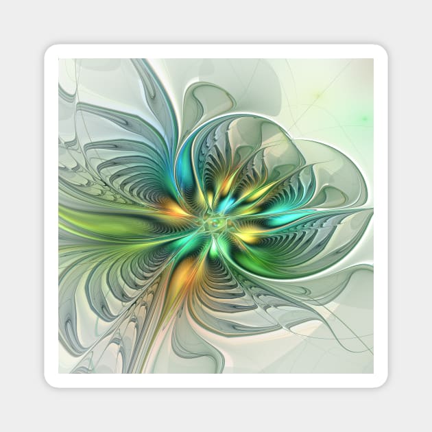 Colorful Fantasy Modern Abstract Flower Fractal Magnet by Gabiw_Art