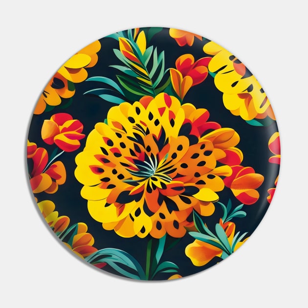 Colorful Marigolds Dark Abstract Artwork Pin by PatternToSuccess