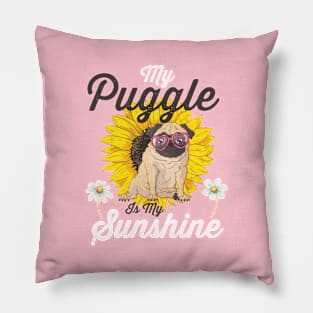 Puggle and Sunflowers Dog Lover Gifts For Women and Girls Pillow