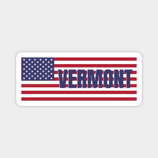 Vermont State in American Flag Magnet