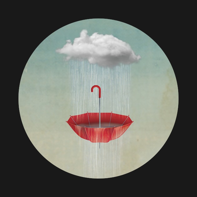 Saving the Rain - Red Umbrella by Vin Zzep