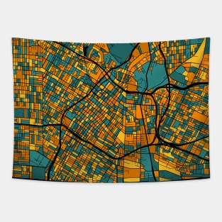 Los Angeles Map Pattern in Orange & Teal Tapestry