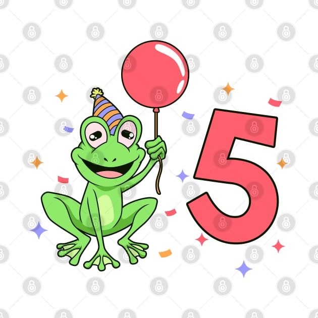 I am 5 with frog - kids birthday 5 years old by Modern Medieval Design