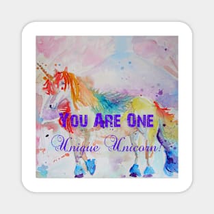 Unicorn Watercolor Painting Unique Quote Rainbow Magnet