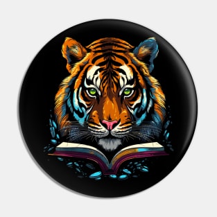 Siberian Tiger Reads Book Pin