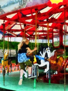 Carnival Midway - Girl Getting on Merry-Go-Round Magnet