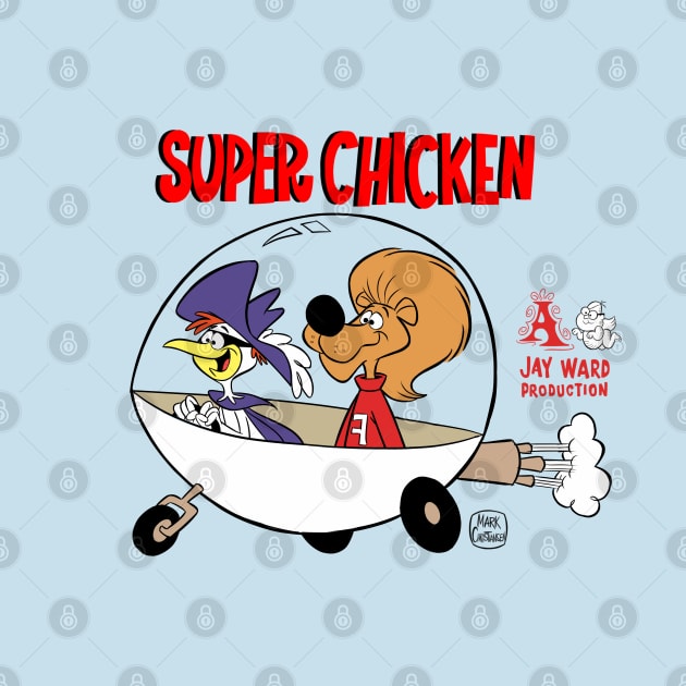 SUPER CHICKEN AND FRED IN FLYING CAR by markscartoonart62