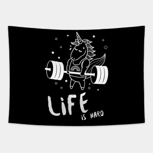 Life is Hard Unicorn Gym Tapestry