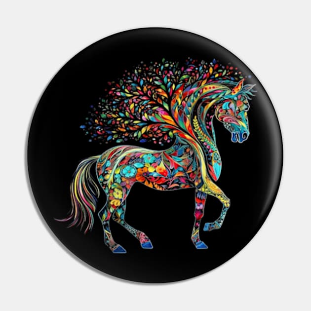 Horse Artwork Tree Colourful Animal Horse Pin by elmiragokoryan