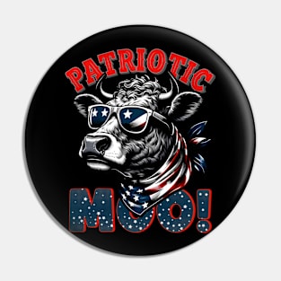 Red White and Moo Patriotic Cow USA Flag Pin