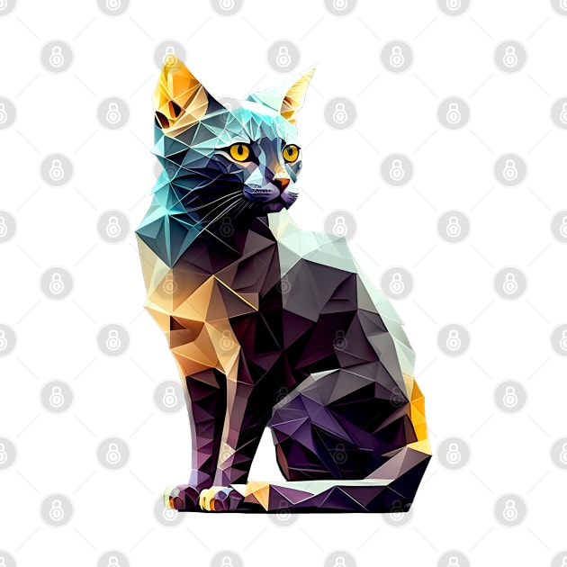 Geometric Cat No. 1: Light Background (on a no fill background) by Puff Sumo