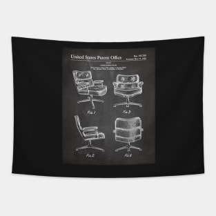 Chair Patent - Office Décor Modernist Design Art - Black Chalkboard Tapestry