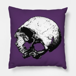 Broken Human Cranium Vintage Illustration Vectorized Pillow