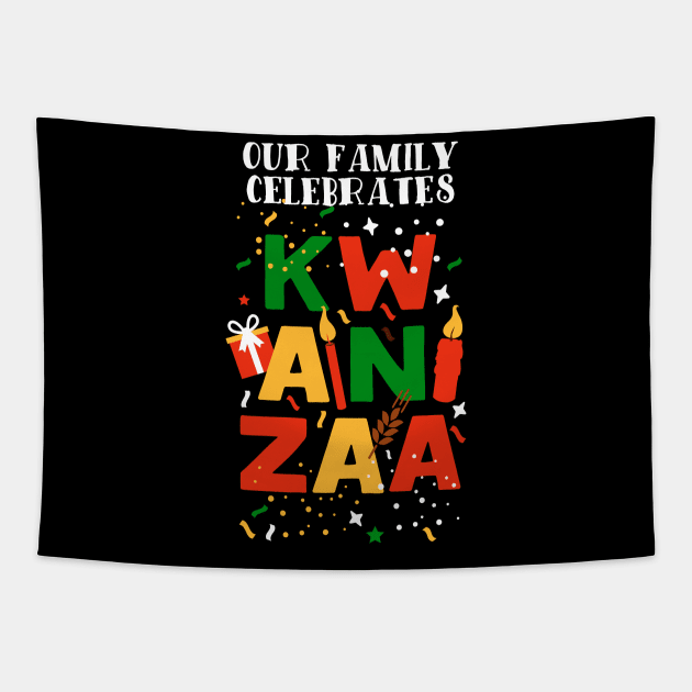 Our Family Celebrates Kwanzaa Tapestry by blackartmattersshop