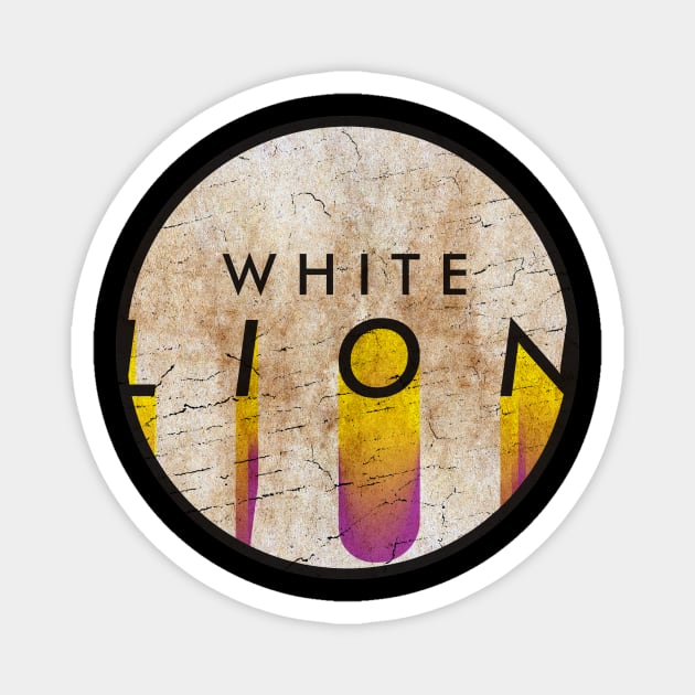 White Lion - VINTAGE YELLOW CIRCLE Magnet by GLOBALARTWORD