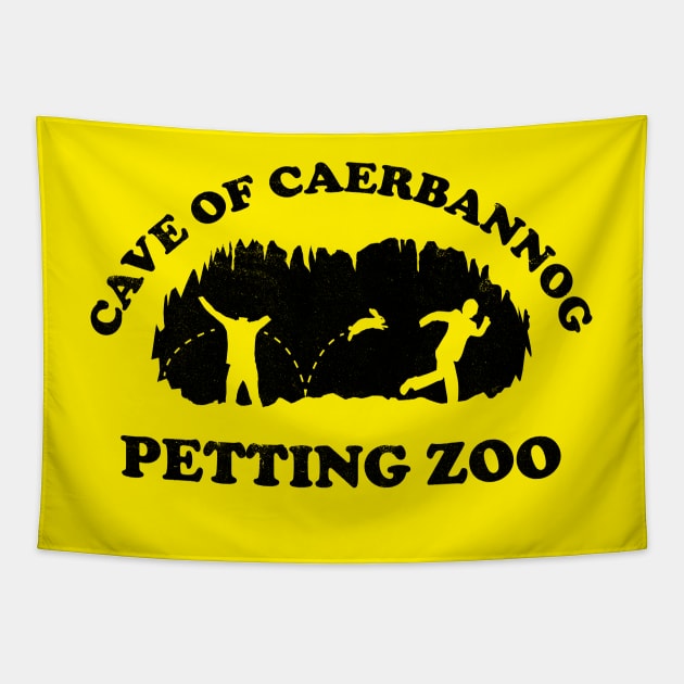 Cave of Caerbannog Petting Zoo (Black) Tapestry by bryankremkau