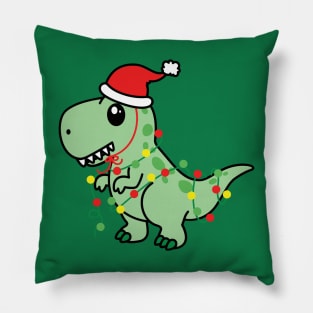 Cute Dinosaur Christmas Tree Lights Pillow