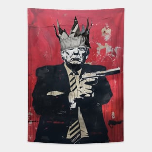 Donald Trump: King Trump on a Dark Background Tapestry