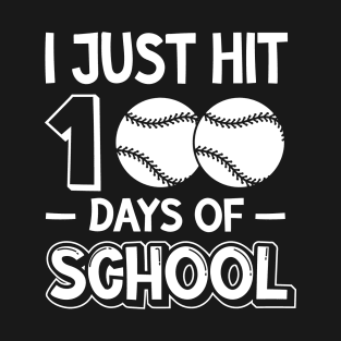 I Just Hit 100 Days Of School Baseball Player Sport Kids T-Shirt