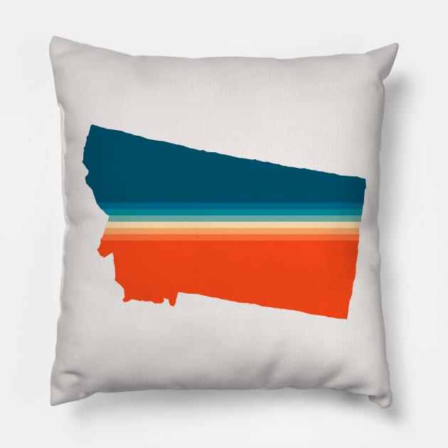 Montana State Retro Map Pillow by n23tees