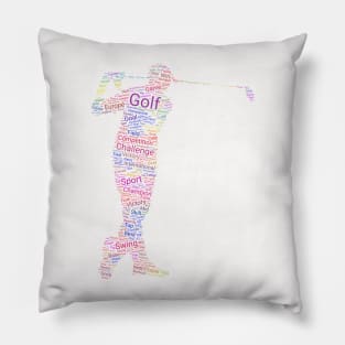 Golfing Golfer Silhouette Shape Text Word Cloud Pillow