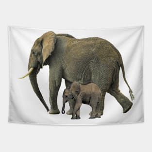 Elephant Mama with Baby Tapestry