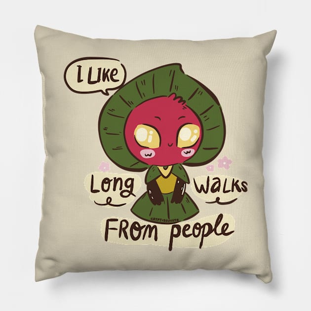 Introvert Flatwoods Monster I Like Long Walks From People Cute Cryptids Pillow by gusniac