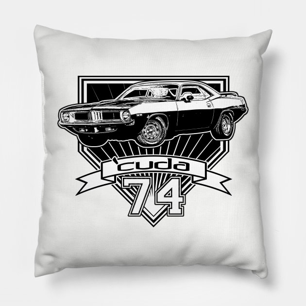 1974 Cuda Pillow by CoolCarVideos