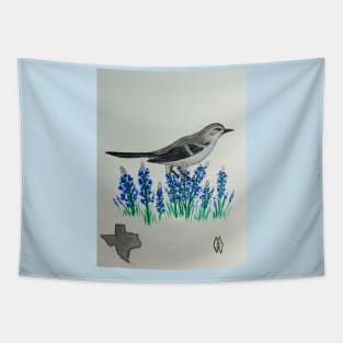 Texas state bird & flower, the mockingbird & bluebonnet Tapestry