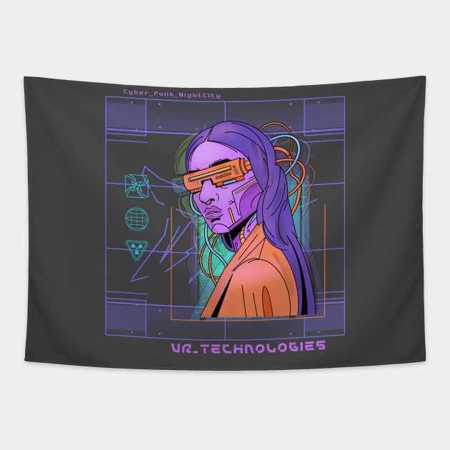 Cyberpunk 2077 Night City VR Tapestry by Tip Top Tee's